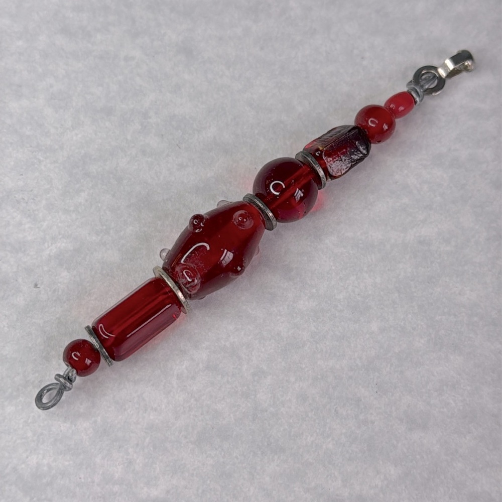 ceiling fan light pull handmade red silver